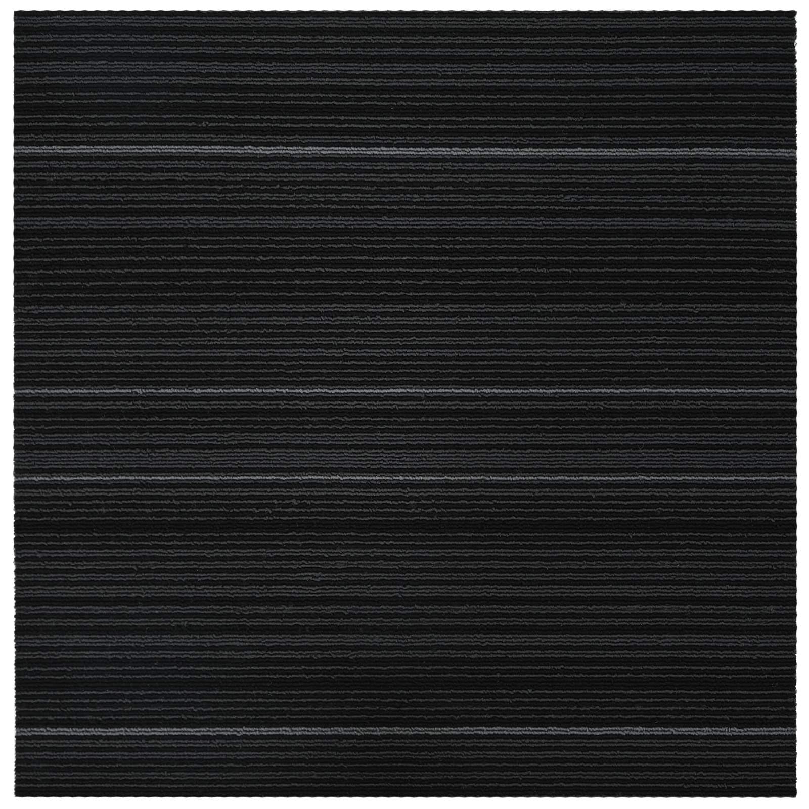 Teppichfliesen Gestreift Dunkelgrau 50 x 50 cm 20er Set, schallabsorbierende Teppichplatten Schlingenware für Wohnzimmer und Büro, strapazierfähiger Bodenbelag PP