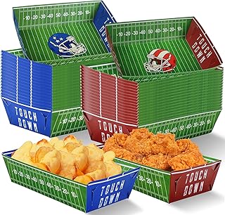 50 Pack Football Party Decorations Paper Food Trays - Helmet Movie Night Supplies Snack Stadium Serving Plates for Super Football Bowl Birthday Disposable Decor