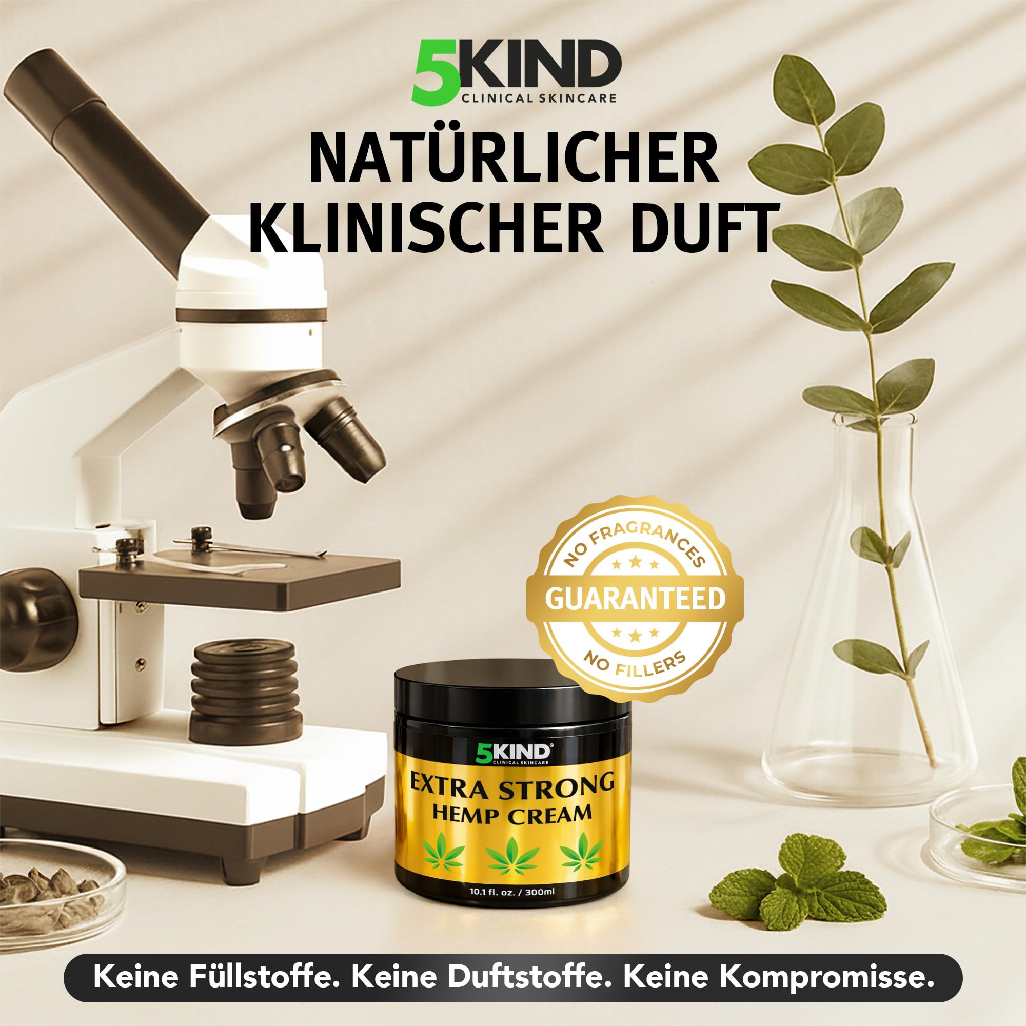 5kind Extra Starke Hanfcreme 300ml - Hochkonzentriertes Hanföl und Arnika-Creme für Gelenke & Muskeln