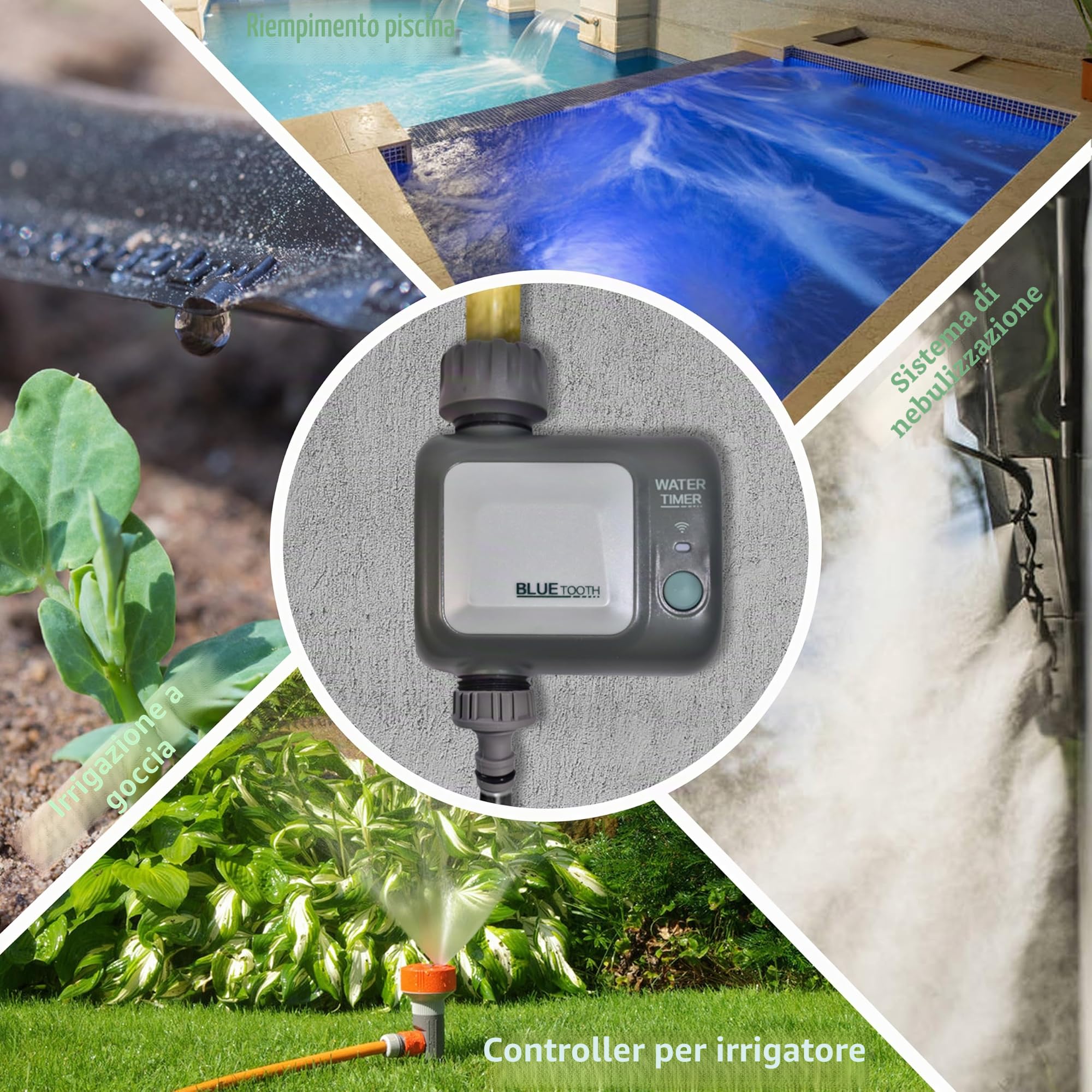 johgee Computer Irrigazione Giardino con Hub WiFi, Impermeabile IPX5, Irrigazione Automatica, Timer Acqua per Giardino Prato