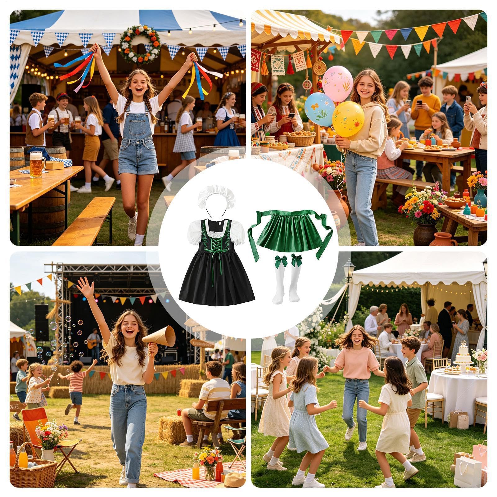 Oktoberfest Dirndl bawarski kostium Dirndl z krótkimi rękawami, niemiecki