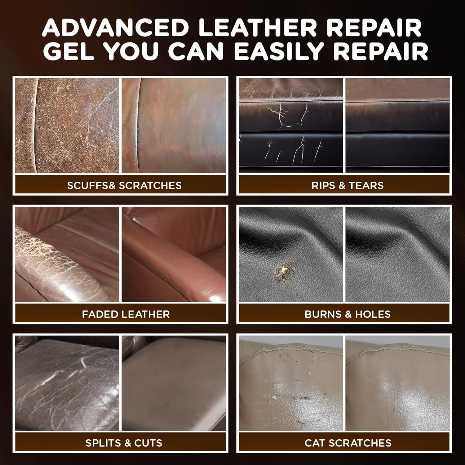 Leather Repair Kit,Leather Glue & Black Filler for Tears, Rips,Vinyl Leather Repair Kit Scratch Repair on Artificial Furniture,Shoes,Car Seat,Car Interiors,Couches - Image 5