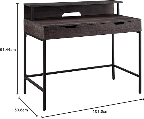 Miniatura 11 de OSP Home Furnishings Contempo - Accesorio de oficina en casa de 40 pulgadas, escritorio con 2 cajones y estante de estante, ceniza Ozark