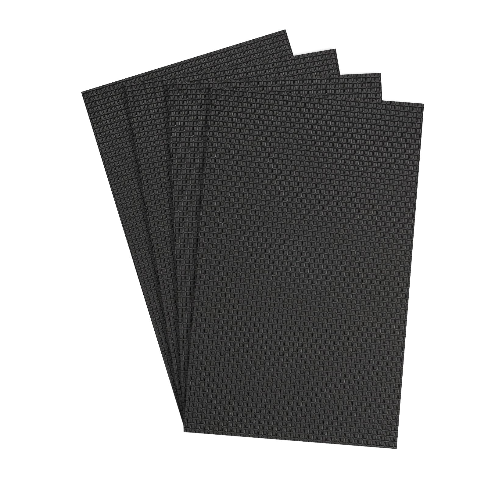 PATIKIL 15 x 20cm Non-Slip Grip Tape, 4 Pack Strong Adhesive Anti-Slip Cushion Pad Strips for Enhanced Traction Waterproof Grip Tape for Handles, Tools, Gadgets, DIY- 4 PCS (Black)