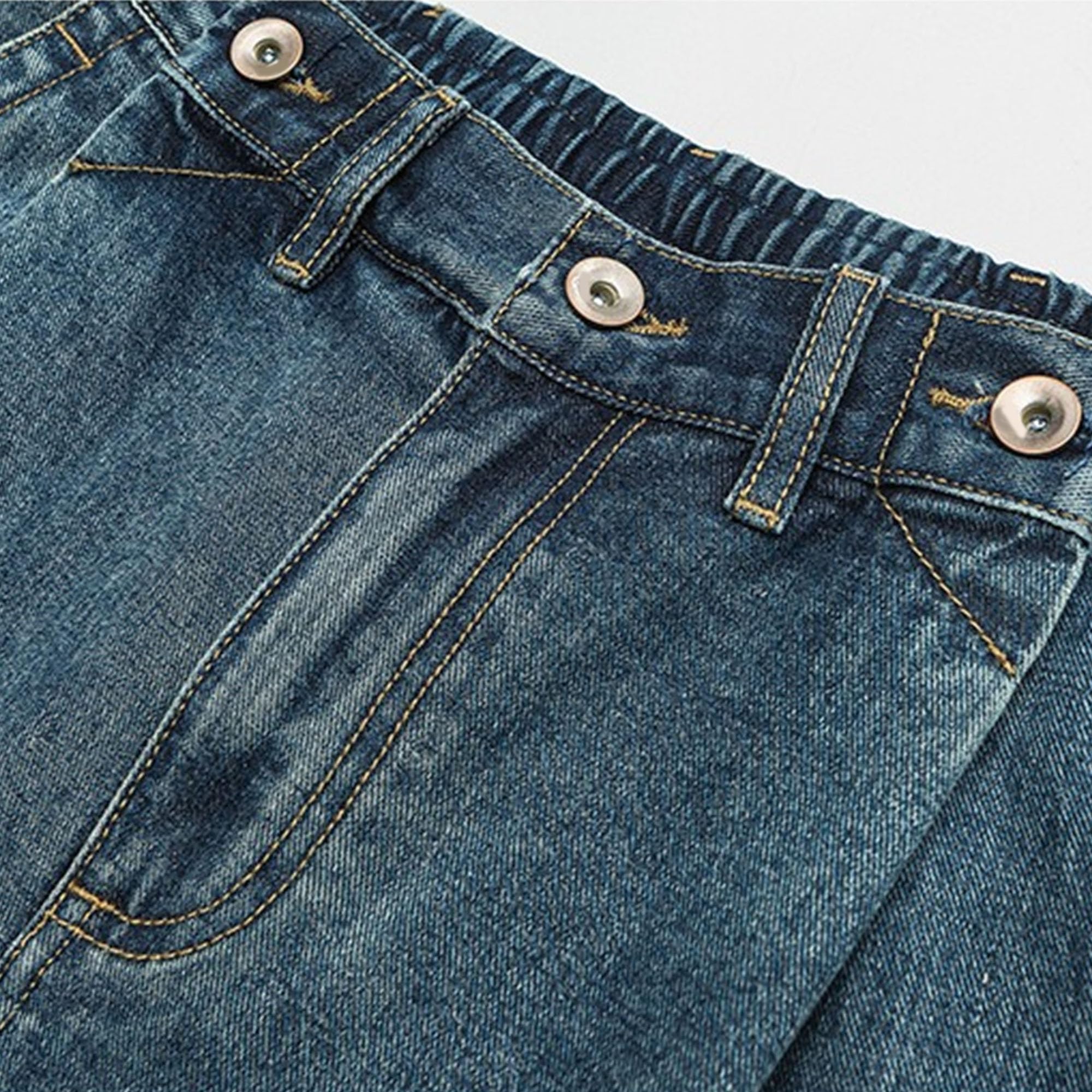 Qolkmuiy-GJ Men's Plain Loose Wide Leg Jeans Straight Baggy Hip hop Jeggings Streetwear Skateboard Denim Pants (Blue,X-Large)