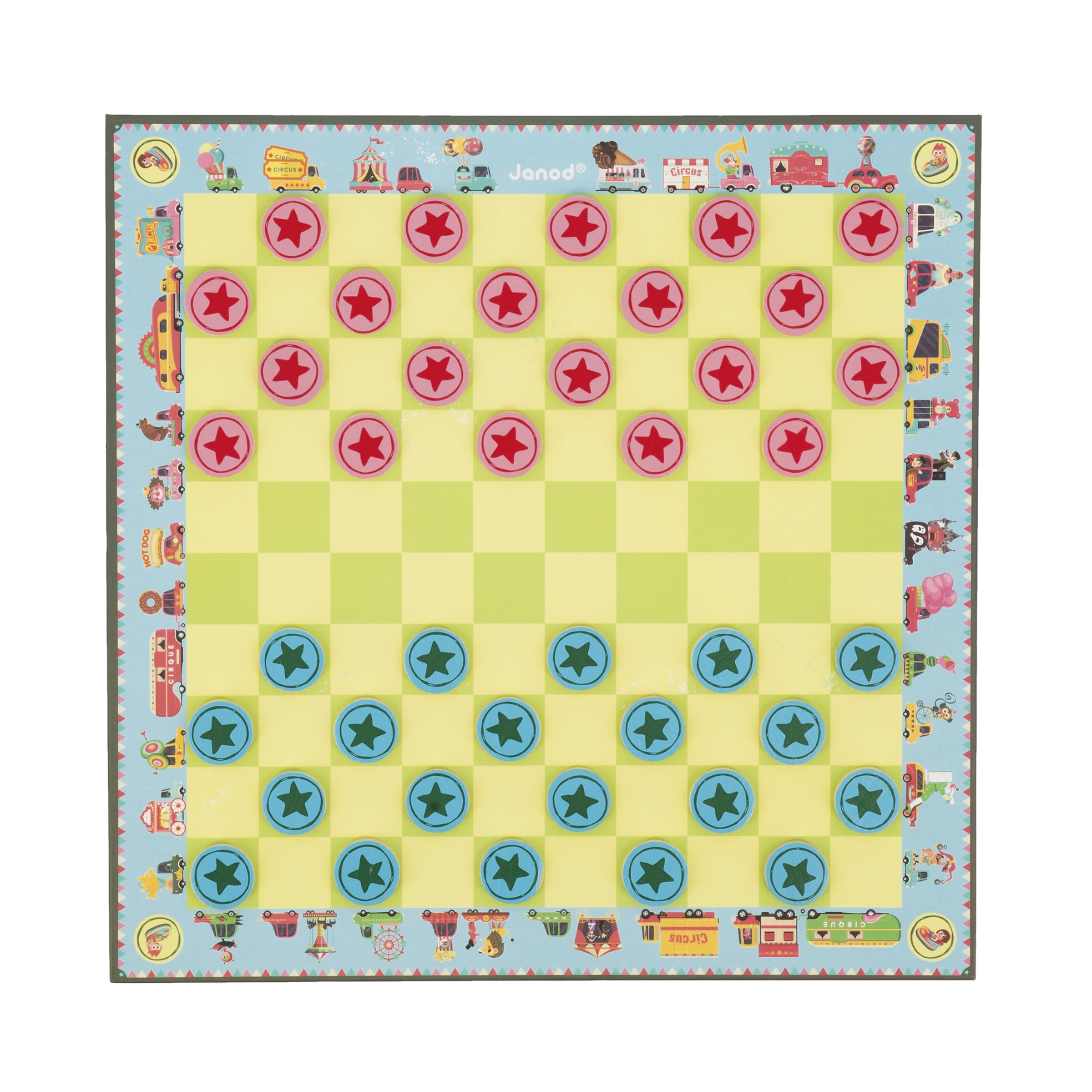 Janod - Coffret Multi-Jeux Carrousel - Jeux de Société Classiques - Dames, Petits Chevaux, Nain Jaune, 7 Familles, Jeu de l'oie - Dès 5 Ans, J02742