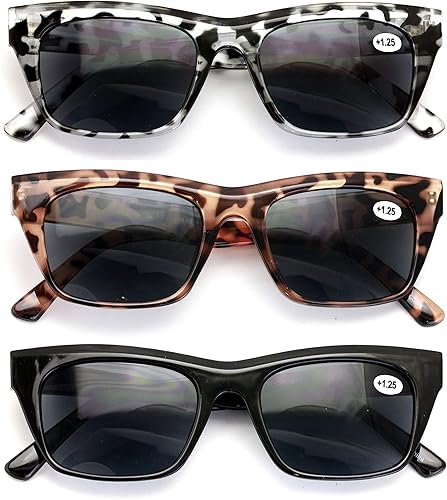 Vision World - 3 pares de lentes de sol de lectura para mujer, totalmente ampliados (no bifocales)