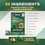 SUKU Vitamins Gélifiés Kids Greens Multi+ – Gélifiés de Super-aliments Verts & Multivitamines pour Enfants | Soutien Immunitaire, Croissance & Développement, Santé Osseuse & Oculaire, Métabolisme Énergétique | Lime Pastèque | 14 Paquets Quotidiens