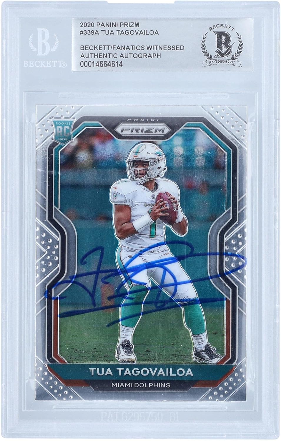 Tua Tagovailoa Miami Dolphins Autographed 2020 Panini Prizm #339 Beckett Fanatics Witnessed Authenticated Rookie Card - Football Slabbed Autographed Rookie Cards