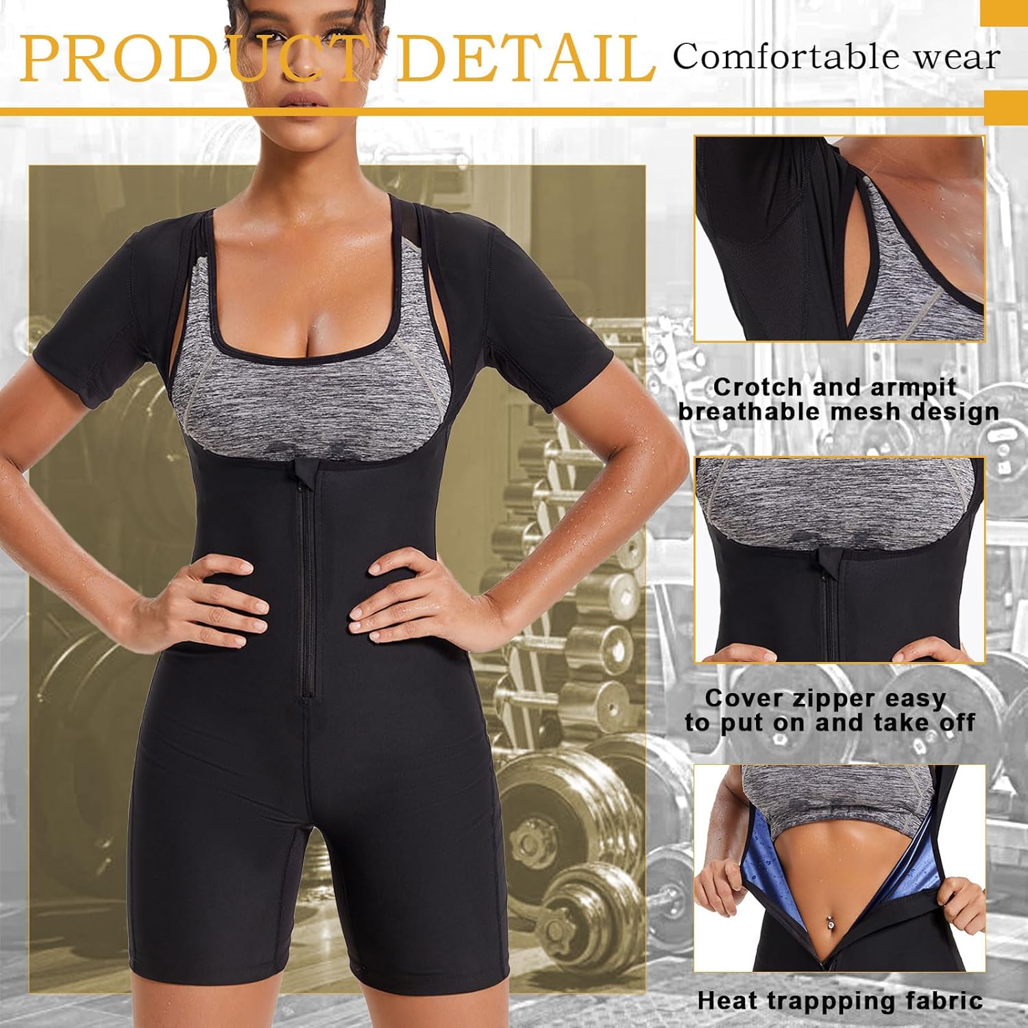 Sauna Suit For Women Weight Loss Sweat Vest Waist Trainers Lower Belly Fat Workout 4 in 1 Full Body Shaper - Image 4