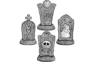 Nightmare Christmas Halloween Decorations Outdoor: 4ct Large RIP Jack Skellington Sally Tombstones...