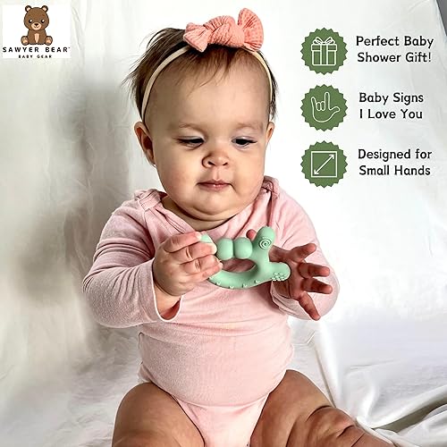 Miniatura 5 de Baby Gear - Mordedor de mano de silicona I Love You, mordedores para bebés de 3 a 6 meses, juguetes suaves de dentición de 6 a 12 meses, sin