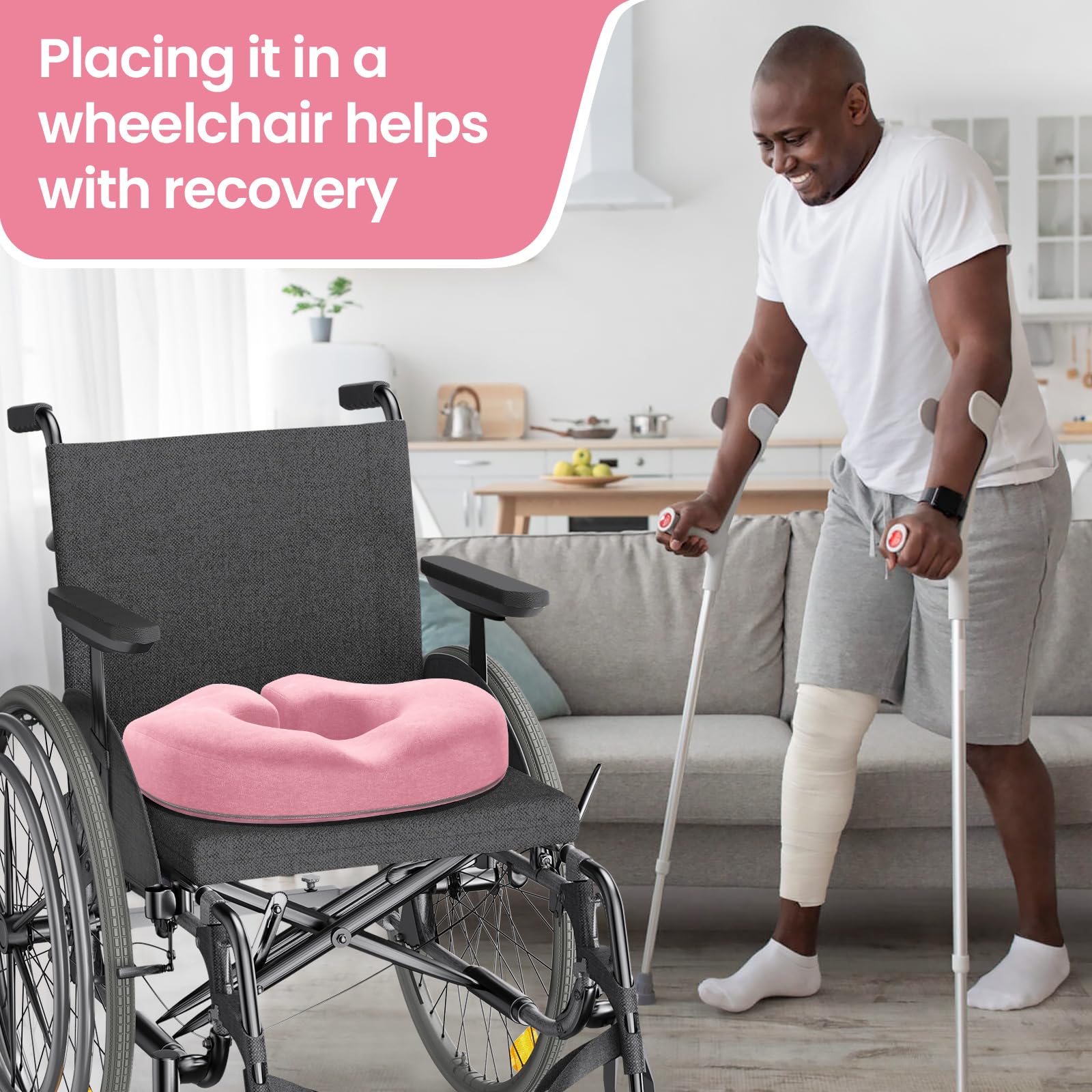 Benazcap Donut Pillow Seat Cushion Donut Chair Cushions for Postpartum Pregnancy Hemorrhoids Memory Foam Seat Chair Cushion for — view 5