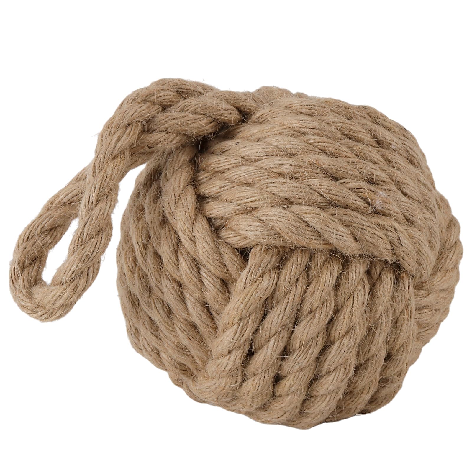 2 Fermaporta Decorativo in Corda con Nodo, Fermaporta Pesante per Interni, 1,5 kg, 14 x 14 x 28 cm, Marrone e Beige, Canapa e Cotone