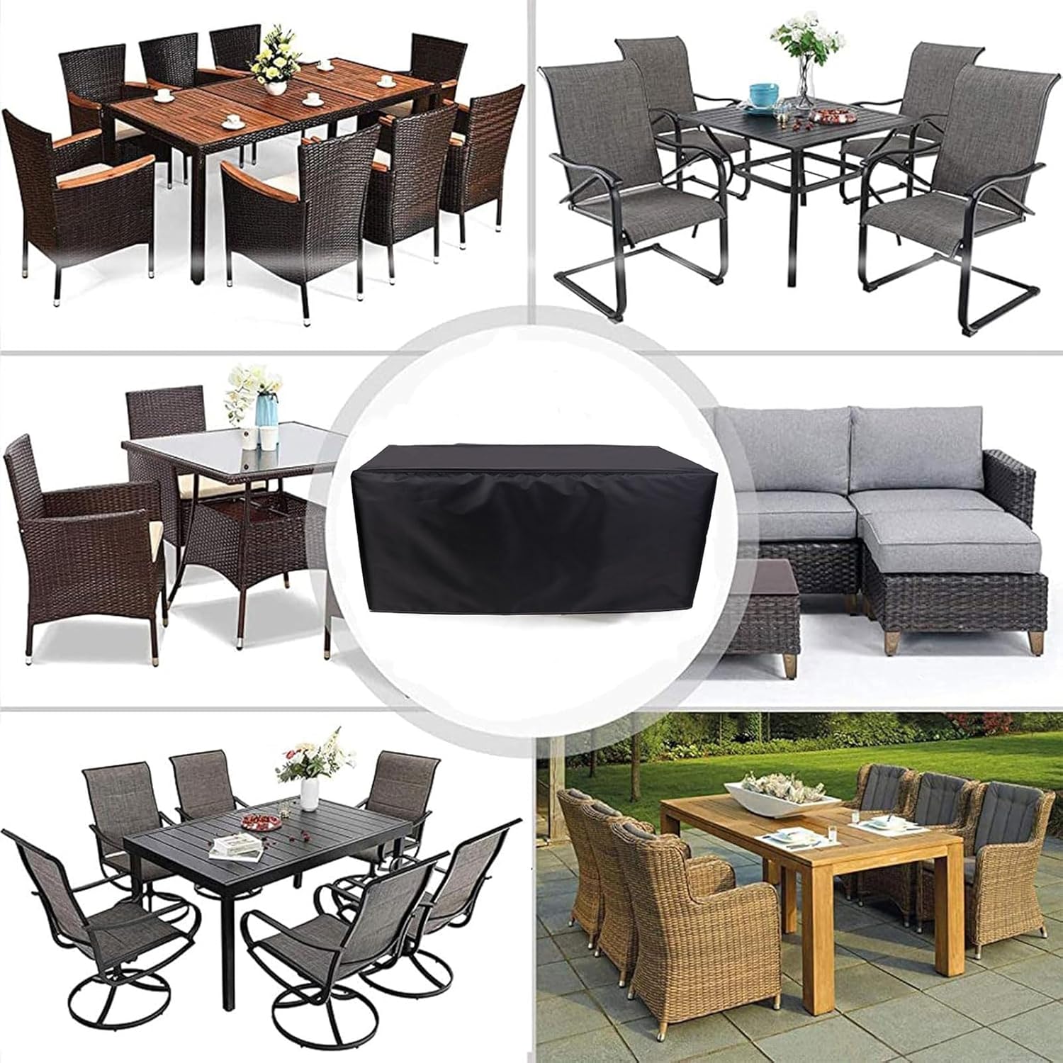 Dust Covers for Furniture Waterproof Heavy Duty 47" L x 37" D x 30"H, Large Water Resistant Outdoor Furniture Set Covers, 420D Garden Furniture Cover Waterproof, for Wicker Rattan Table Chair