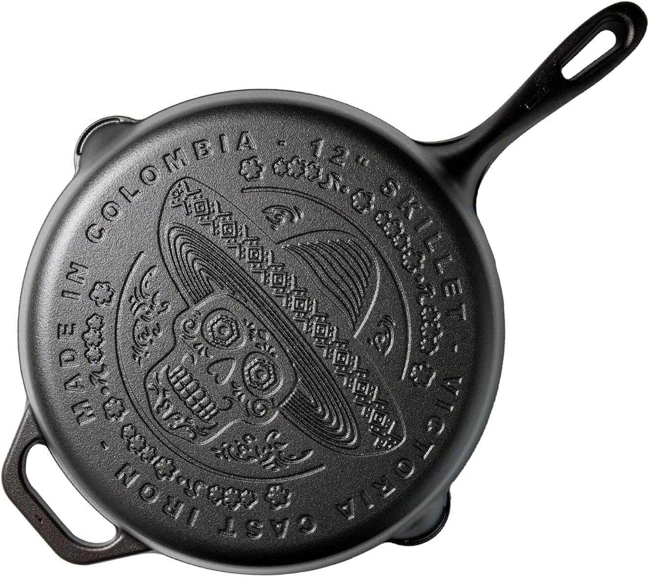 Victoria 10-Inch Day of the Dead La Catrina Cast Iron Skillet, Dia de los Muertos Seasoned Cast Iron Frying Pan with Long Handle, Made in Colombia - Thumbnail 4