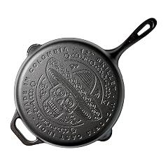 Victoria 12-Inch Day of the Dead La Calaca Cast Iron Skillet Dia de los Muertos Seasoned Cast Iron