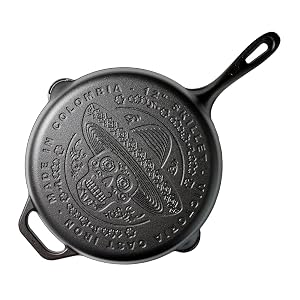 Victoria 12-Inch Day of the Dead La Calaca Cast Iron Skillet Dia de los Muertos Seasoned Cast Iron