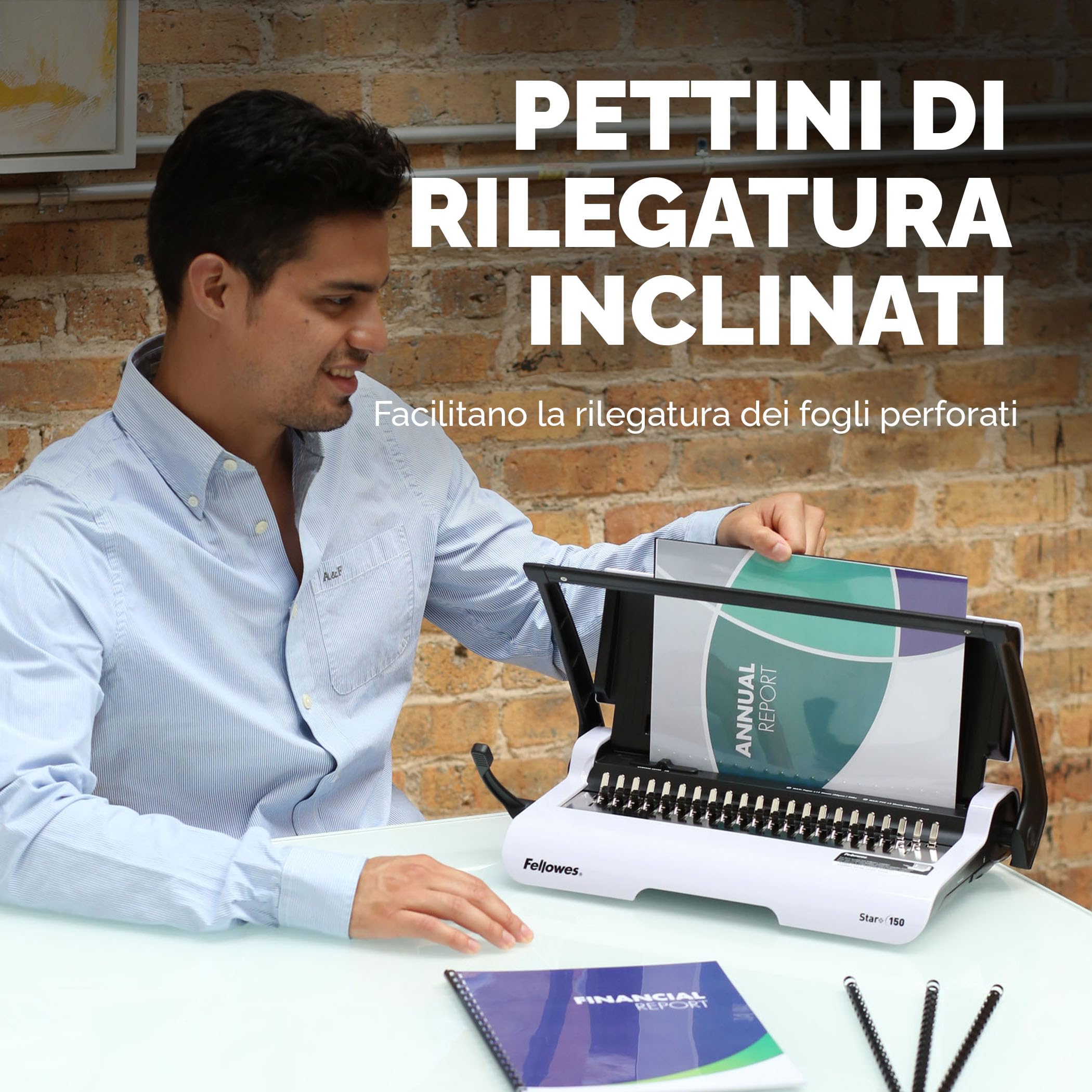 Fellowes Star+ Rilegatrice a pettine 150 con contenitore – Perfora fino a 15 fogli A4 – Rilega fino a 150 fogli – Manuale – Ideale per casa o piccolo ufficio