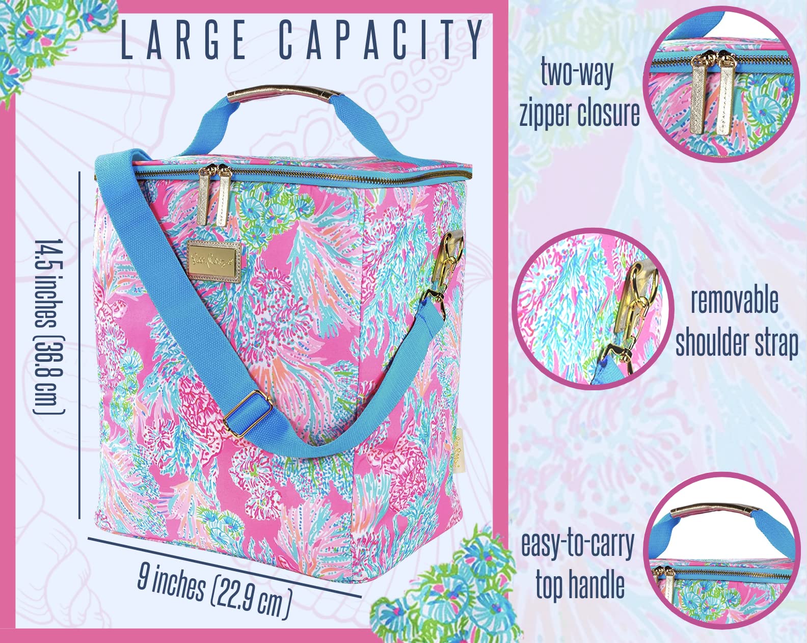 NWT Lilly Pulitzer Blue Insulated Wine Carrier Cooler Canvas Beach you To It Amazon.com: Lilly Pulitzer Insulated Wine Carrier, Cooler  main image 2