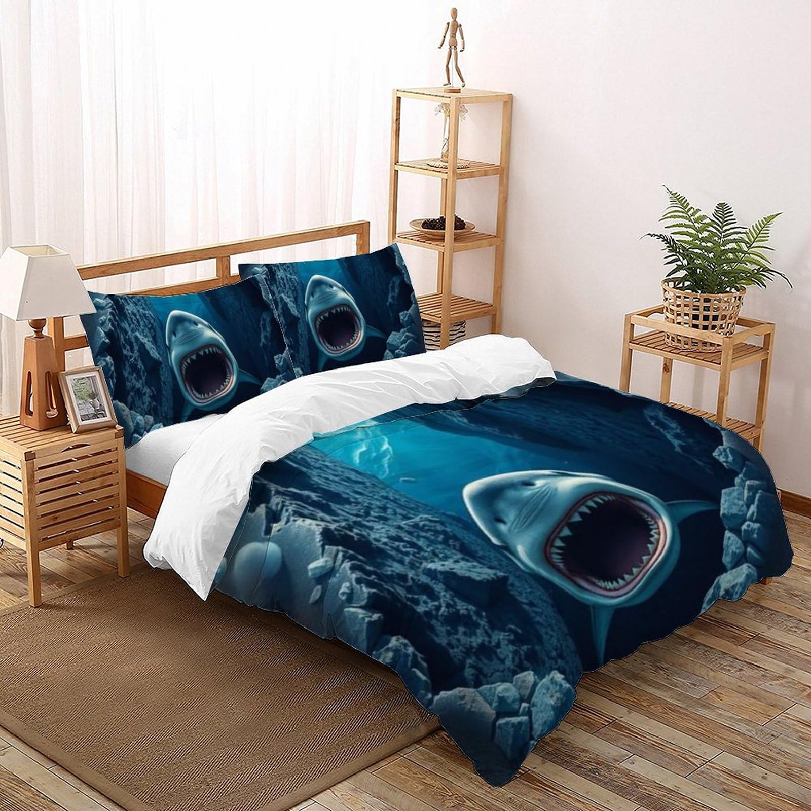 Parure de lit requin 3D pour transformer la chambre des garçons passionnés d'océan