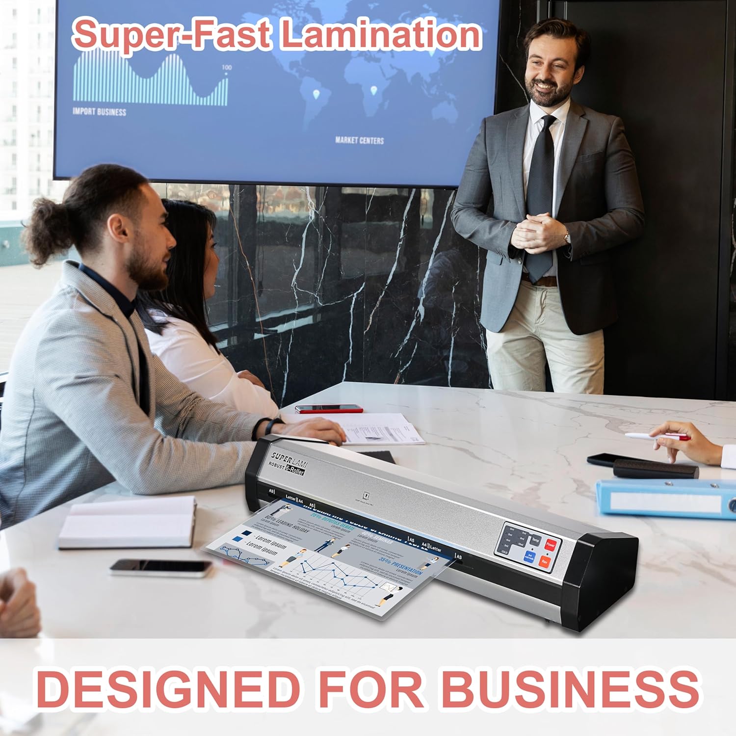 SINCHI 13-Inch, 6-Roller Commercial Laminator, 3–10 Mil, 2-Min Warm-Up, 81 inches/min (9 sec/Page), Heavy Duty, Ideal for Schools, Offices & Print Shops