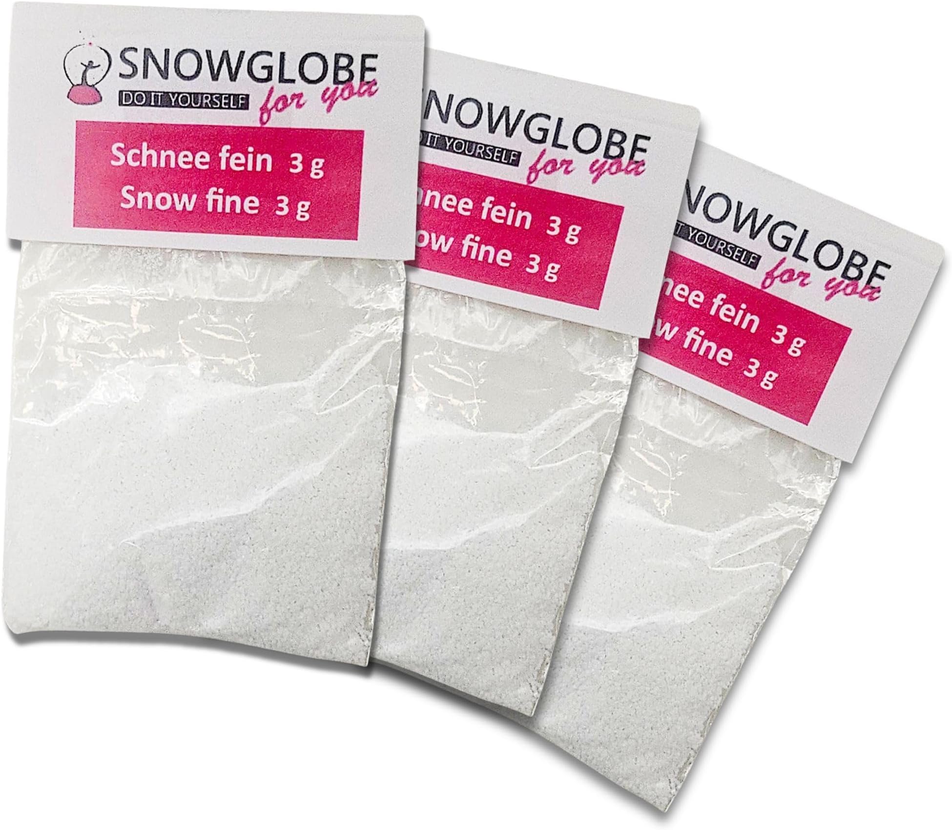Schneekugelhaus 3 x Fine Snow for DIY Snow Globes - Classic Style, Clear Color