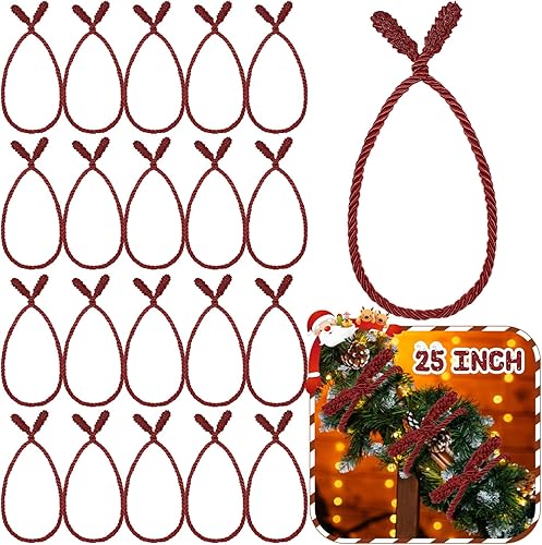 Miniatura 17 de Zhengmy 20 lazos de guirnalda de Navidad extra largos de 25 pulgadas, lazos decorativos de Navidad para barandilla, reutilizables, flexibles