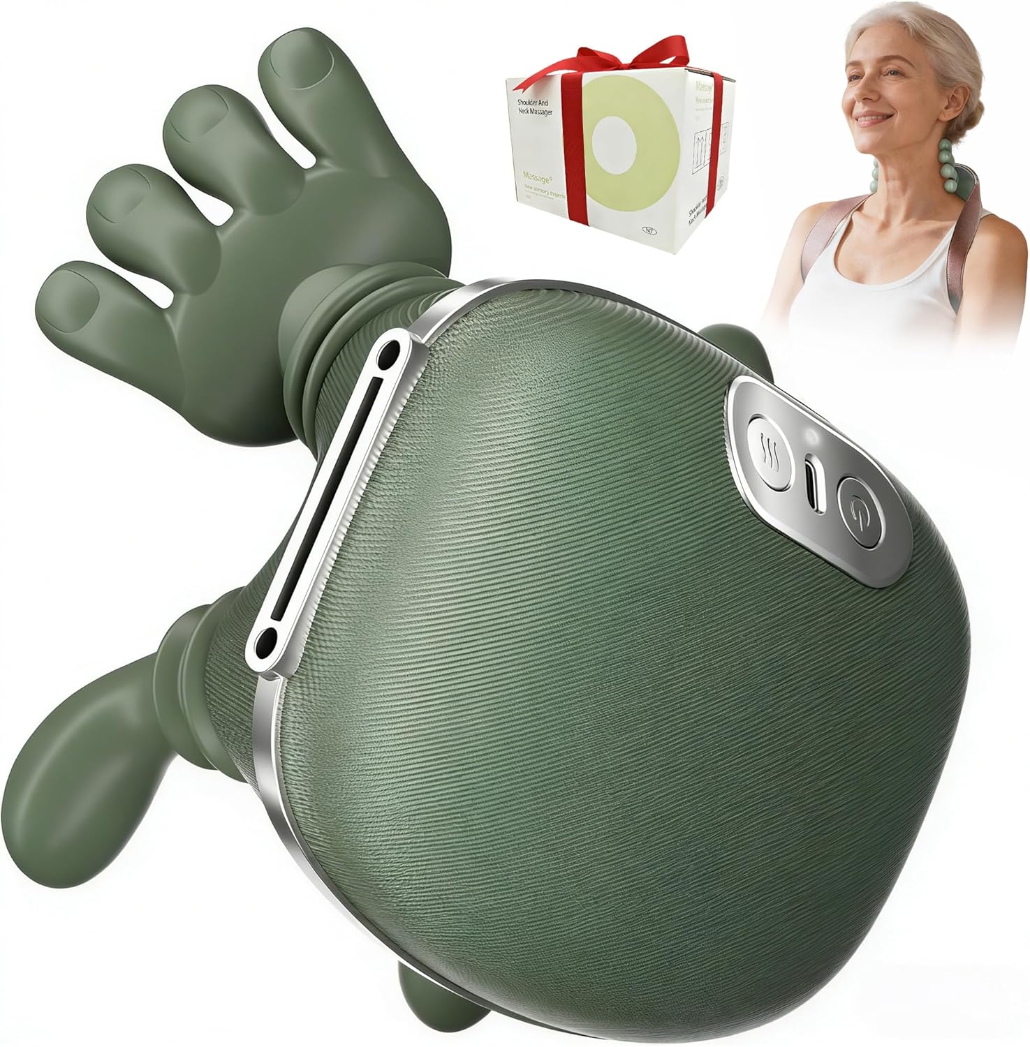 Neck Massager for Pain Relief Deep Tissue, 4D Kneading Massage, Quiet & Portable Lightweight, 3-Speed Adjustment, Cordless Neck and Shoulder Massager with Heat, Electric Hand Massager for Muscle