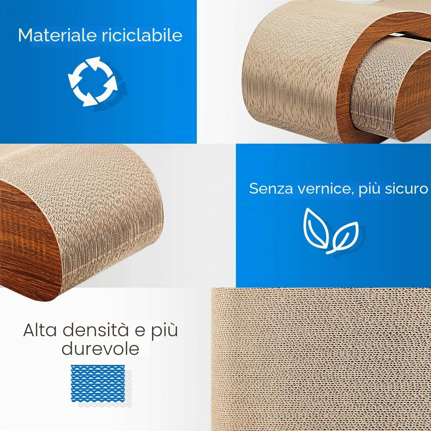 ScratchMe - Tiragraffi 2 in 1, in cartone, tiragraffi per gatti con erba gatta, resistente per evitare danni ai mobili, misura grande