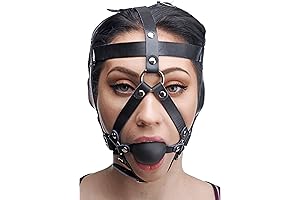 Master Series Leather Head Harness with Ball Gag