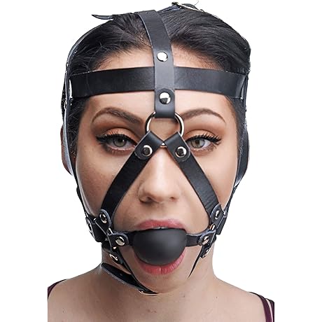 Master Series Leather Head Harness with Ball Gag