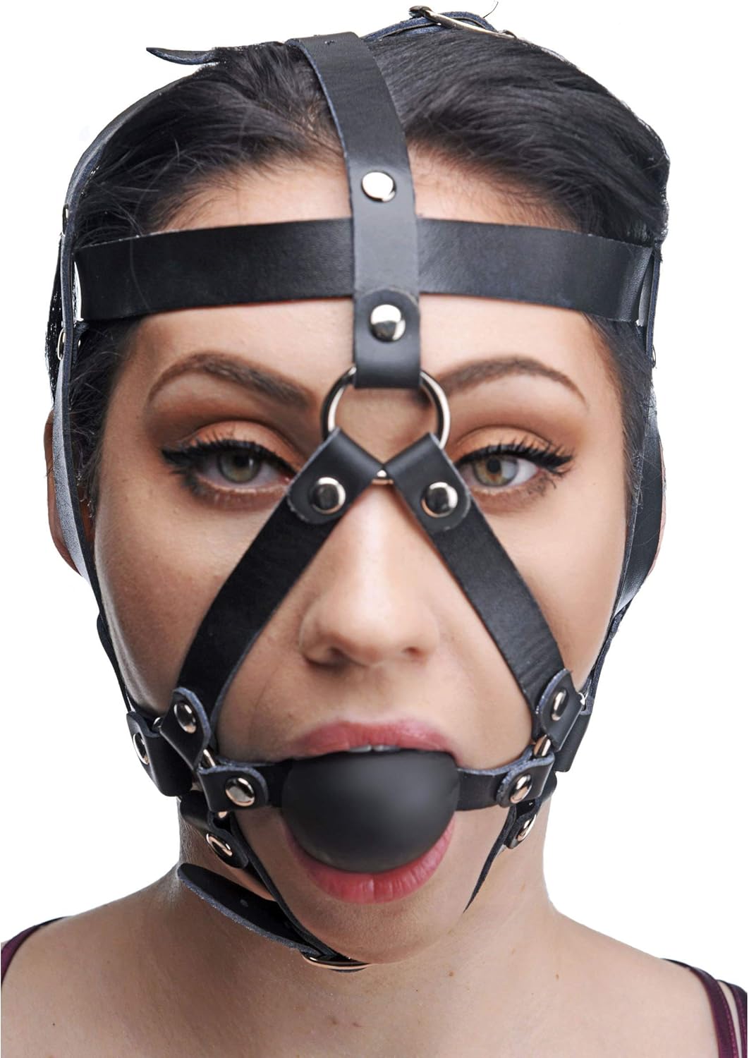 Leather Ball Gag Head Harness