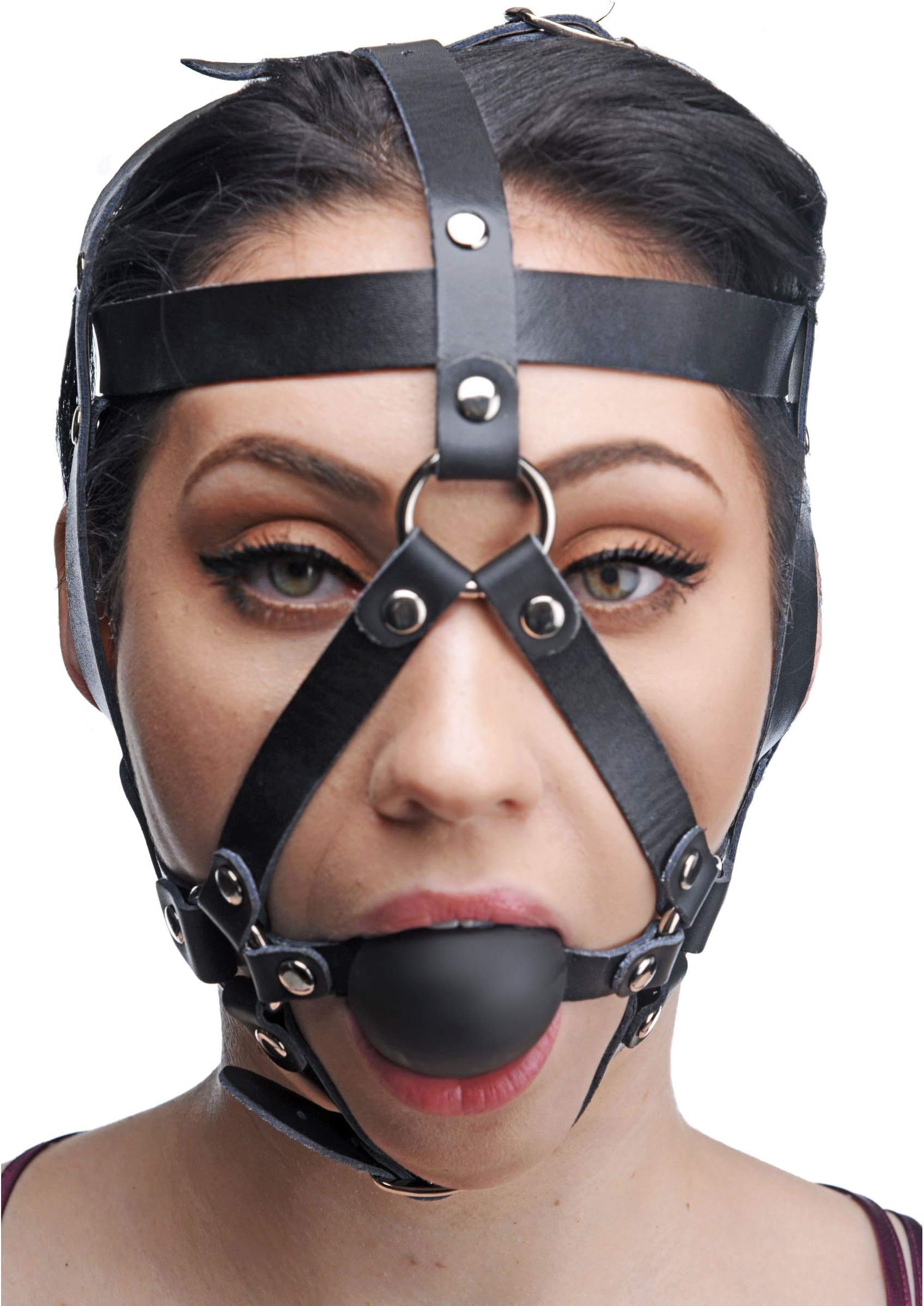 Leather Ball Gag Head Harness