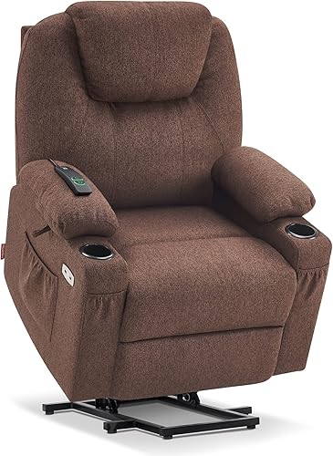 Miniatura 19 de MCombo Silla reclinable pequeña para ancianos, silla elevadora eléctrica pequeña con calor y masaje para personas mayores, portavasos, puertos USB y