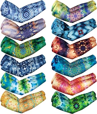 Tisancy 12 Pairs Women UV Arm Sleeves Cooling Gardening Sport