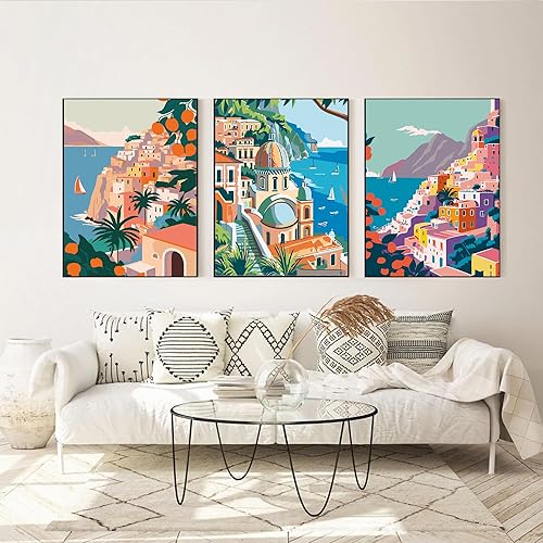 Vista 25 de cupmod Paquete de 6 kits de pintura por números para adultos principiantes, número bohemio acrílico fácil, números de acuarela sobre lienzo sin