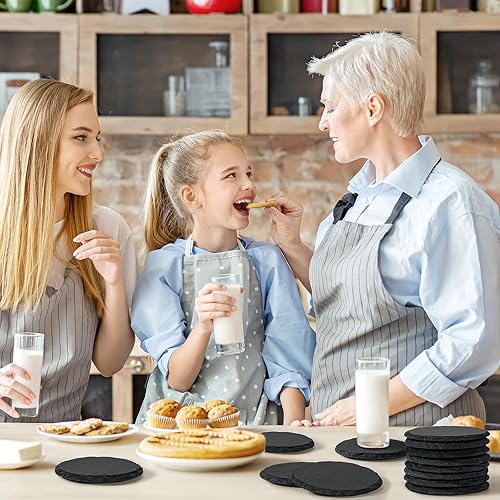 Miniatura 5 de 60 posavasos de piedra de pizarra negra a granel, MAPRIAL de 4 pulgadas, 20 unidades, cuadrados, 20 unidades, redondos, 20 posavasos hexagonales