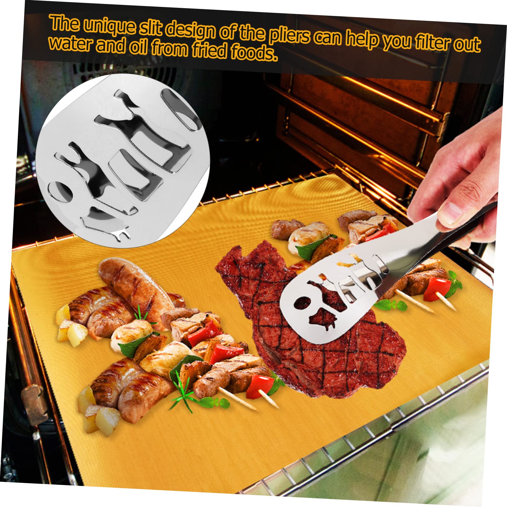 Abaodam 4 in 1 BBQ Cooking Kit BBQ Mats Brushes Tongs for Gas Grills Non- to Clean