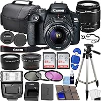 Canon EOS 4000D Rebel T100 DSLR Bundle: 18-55mm Lens + Wide Angle + Telephoto + 128GB + Flash + Tripod (Renewed)