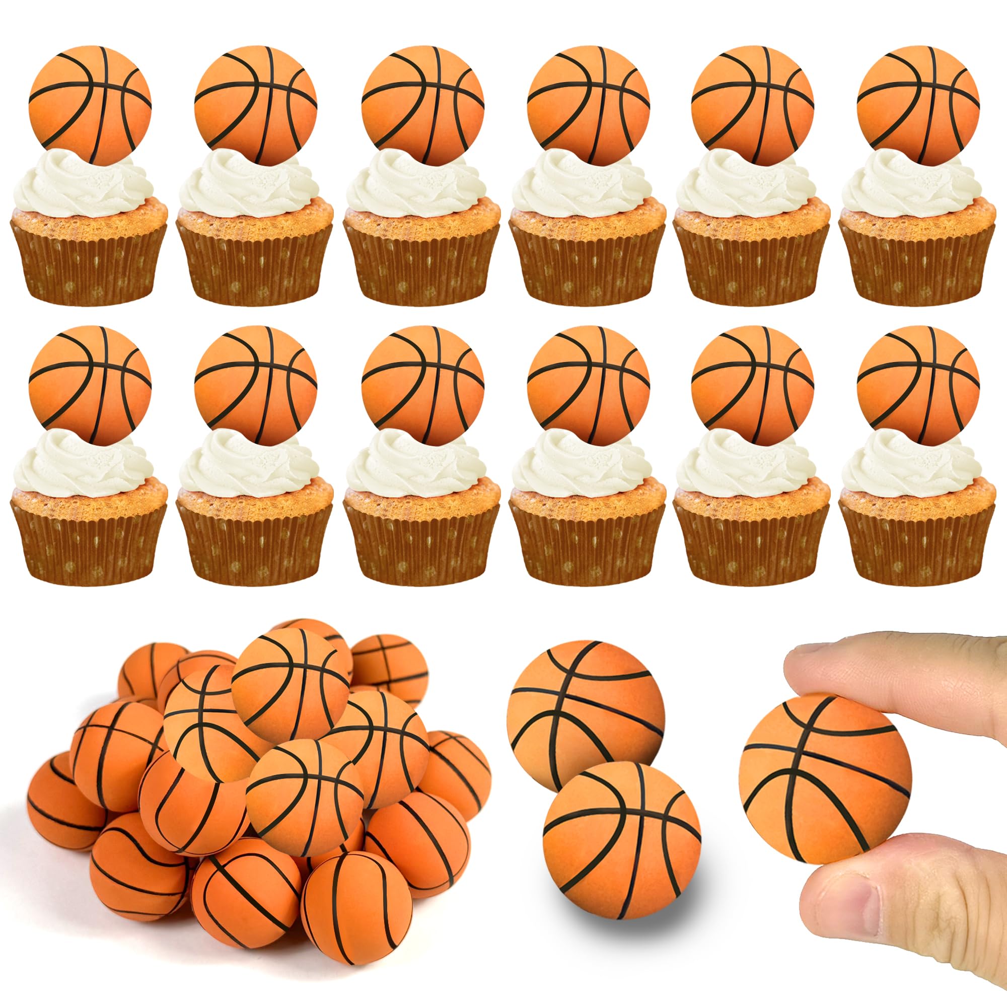 28 PCS Basketball Cake Topper Decorations Mini Cup Cake Decorations for Basketball Sport Birthday Supplies (Style 02)
