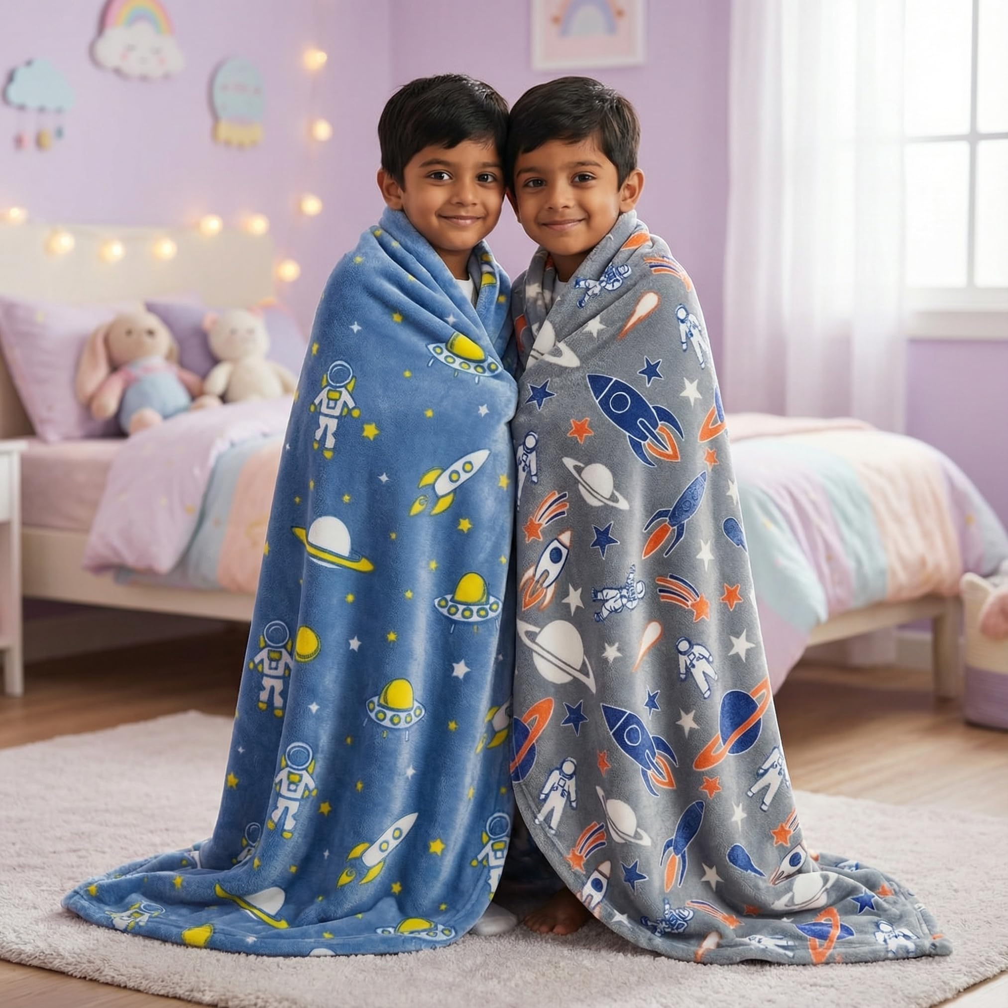 Famyo Glow in The Dark Flannel Fleece Blanket Combo 200x152 cm