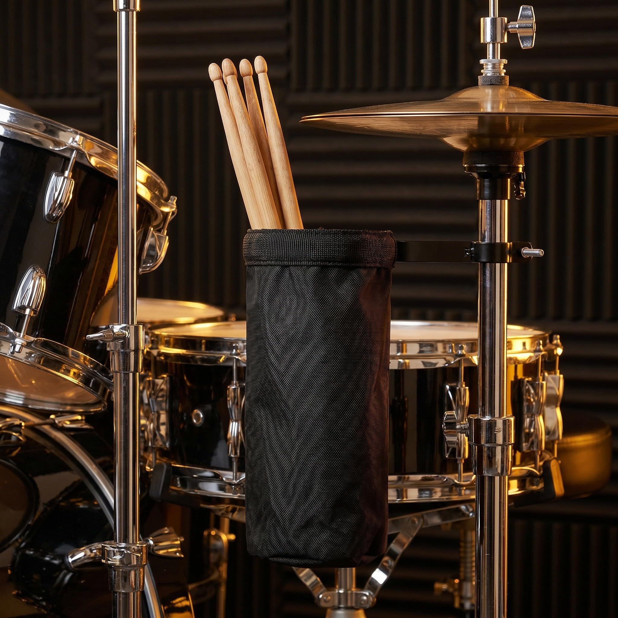 Kisangel Set di 3 custodie per bacchette da batteria, borsa portatile con morsetto regolabile, custodia in tessuto Oxford per bacchette, spazzole e mazzuoli, porta