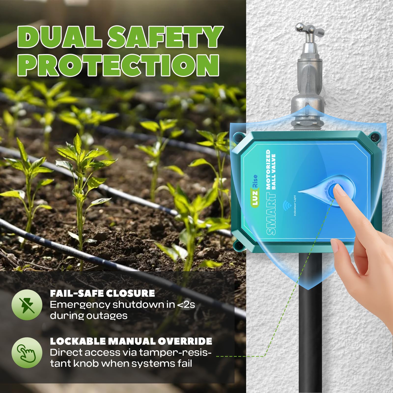 Válvula de bola motorizada inteligente con control remoto, apagado automático del agua, flujo ajustable del 0 al 100%, temporizador programable, monitoreo en tiempo real (acero inoxidable