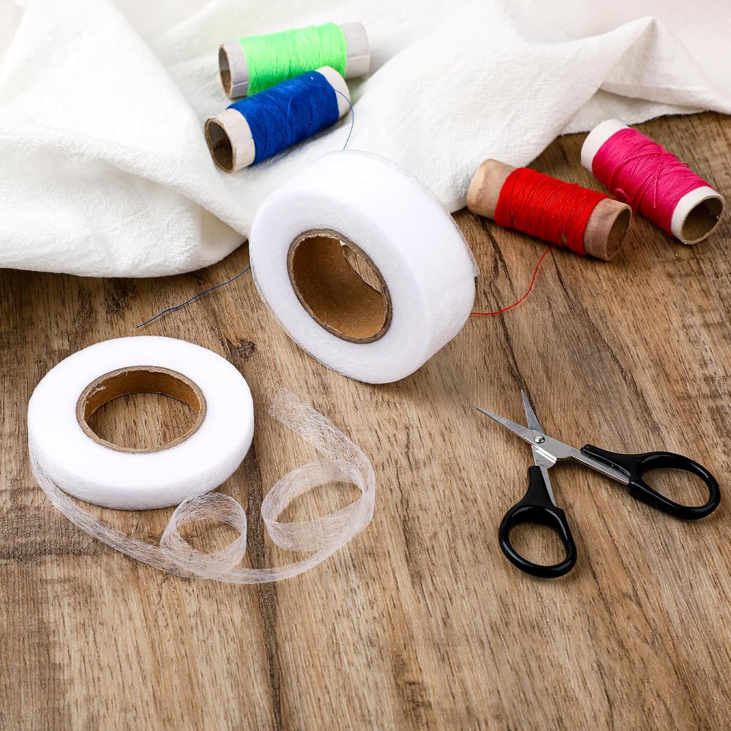 KAIHENG Dubbelzijdige stoffen band, duurzaam, 6,9 cm x 83 m, zoomband voor broeken, niet naaien, strijken, zoomband voor jurken, jeans, kleding