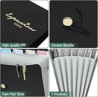 Vista 5 de Sooez Carpeta de archivos expandible de 7 bolsillos, organizador de archivos de acordeón premium, carpetas tamaño carta para documentos, elegantes