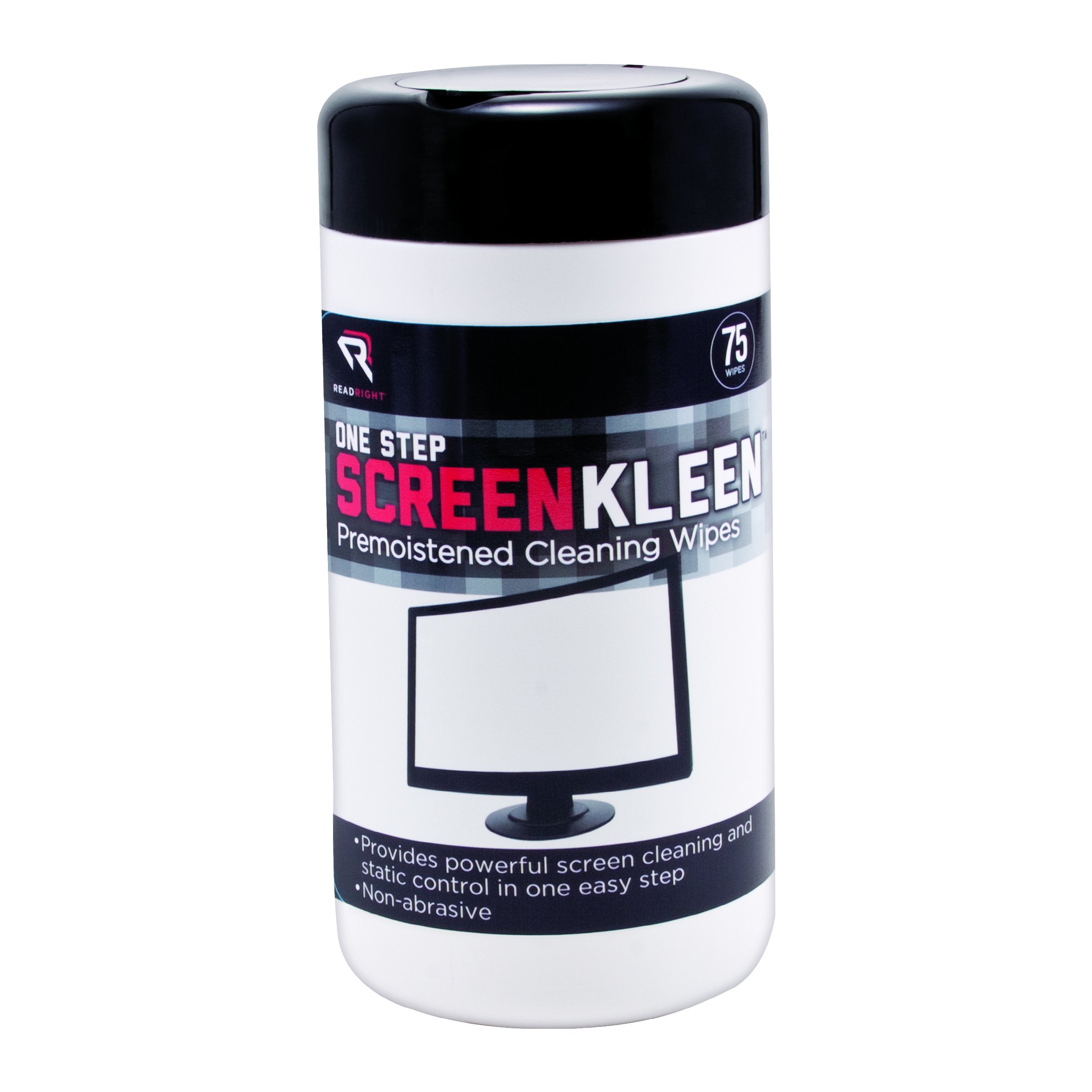 Read Right OneStep Screen Cleaner Wet Wipes, 75 Wipes per Pop-Up Tub (RR1409)