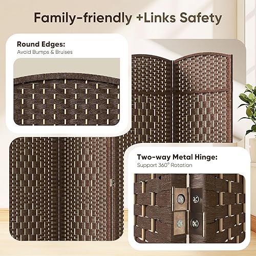 Miniatura 6 de JOSTYLE Divisor de habitación, pantalla de privacidad extra ancha de 6 pies de alto, pantallas de privacidad plegables con separadores de habitación