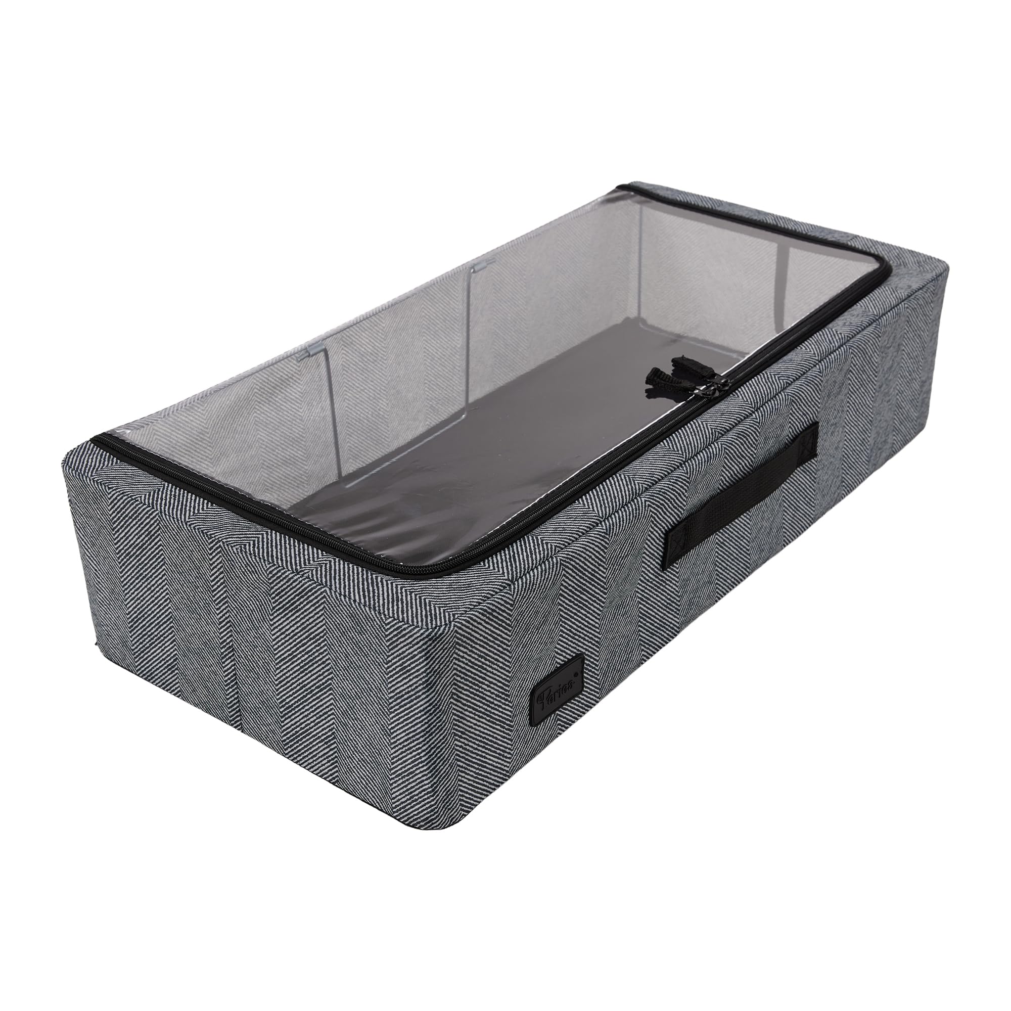 Periea Herringbone 'Casey' Underbed Storage Boxes With Lids - Foldable, Stackable, And Space-Saving Organiser To Keep Your Space Tidy And Clutter-Free - Medium