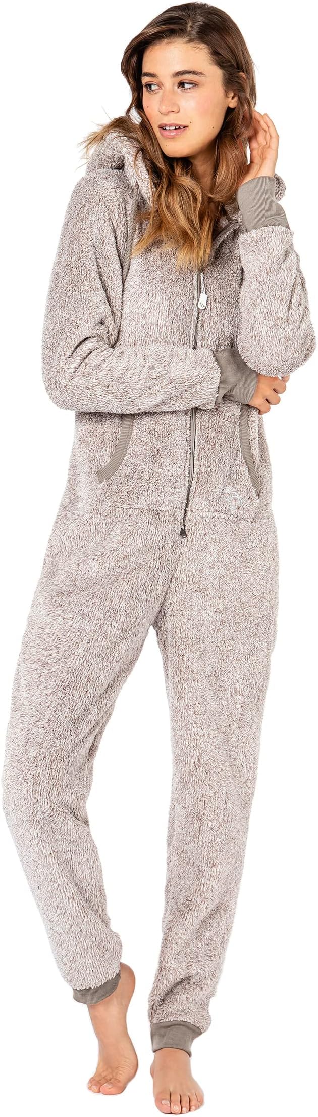 Eight2Nine, ladies’ cosy teddy fleece overalls, jumpsuit with ears